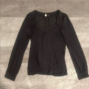 Halogen Gray Fitted Long Sleeve Top